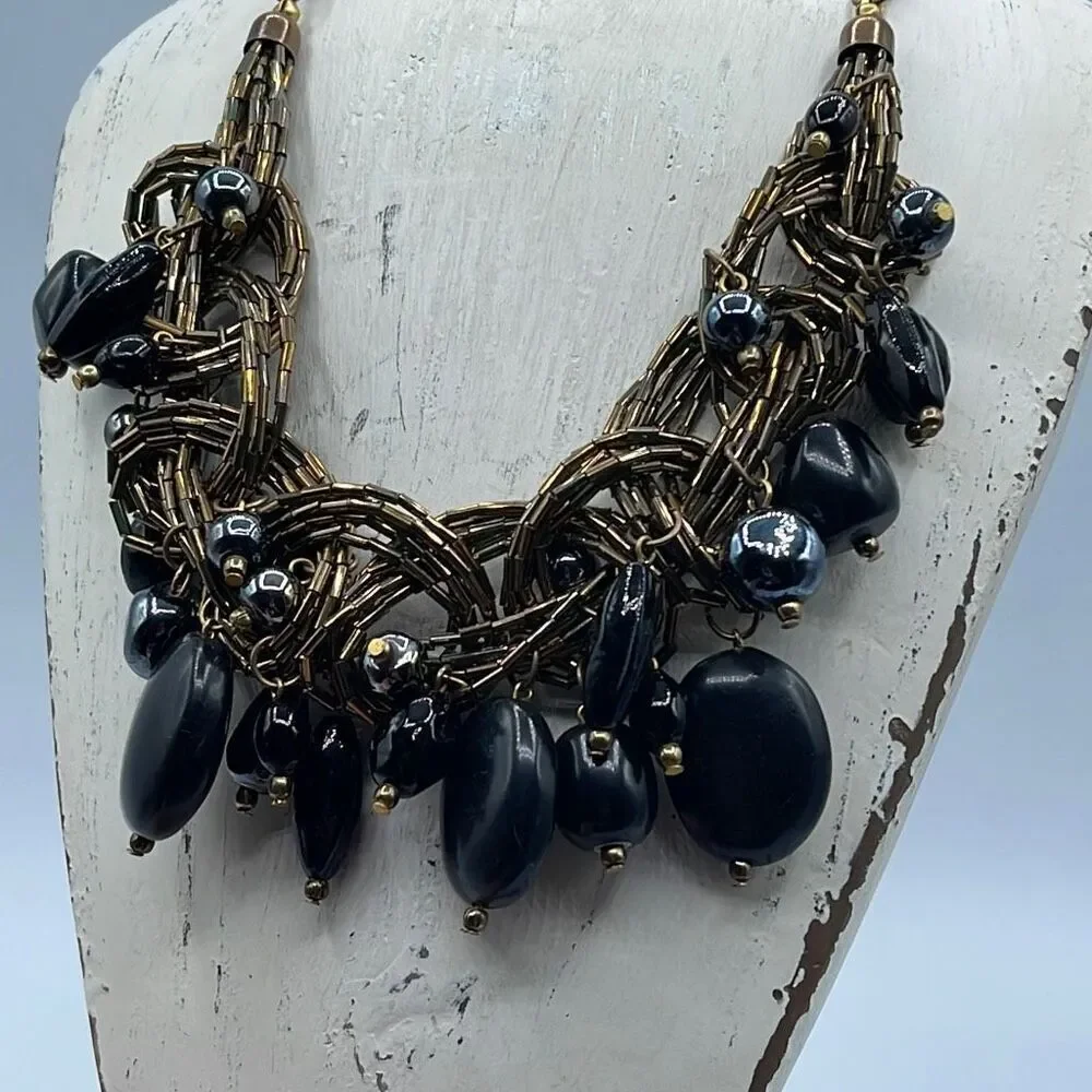 Bohemian inspired statement necklace  bold chunky textured
